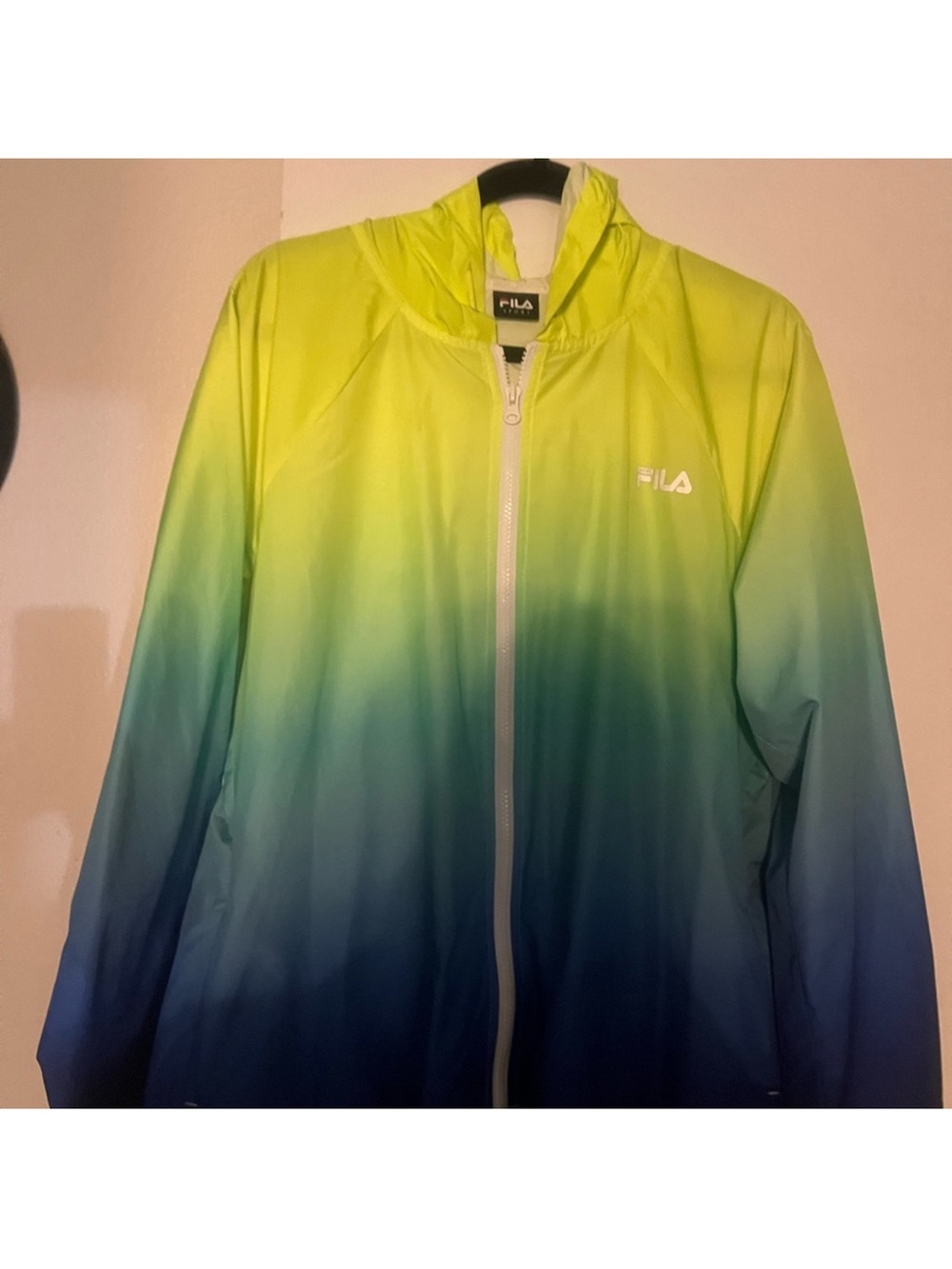 FILA Neon Yellow Logo Windbreaker Jacket